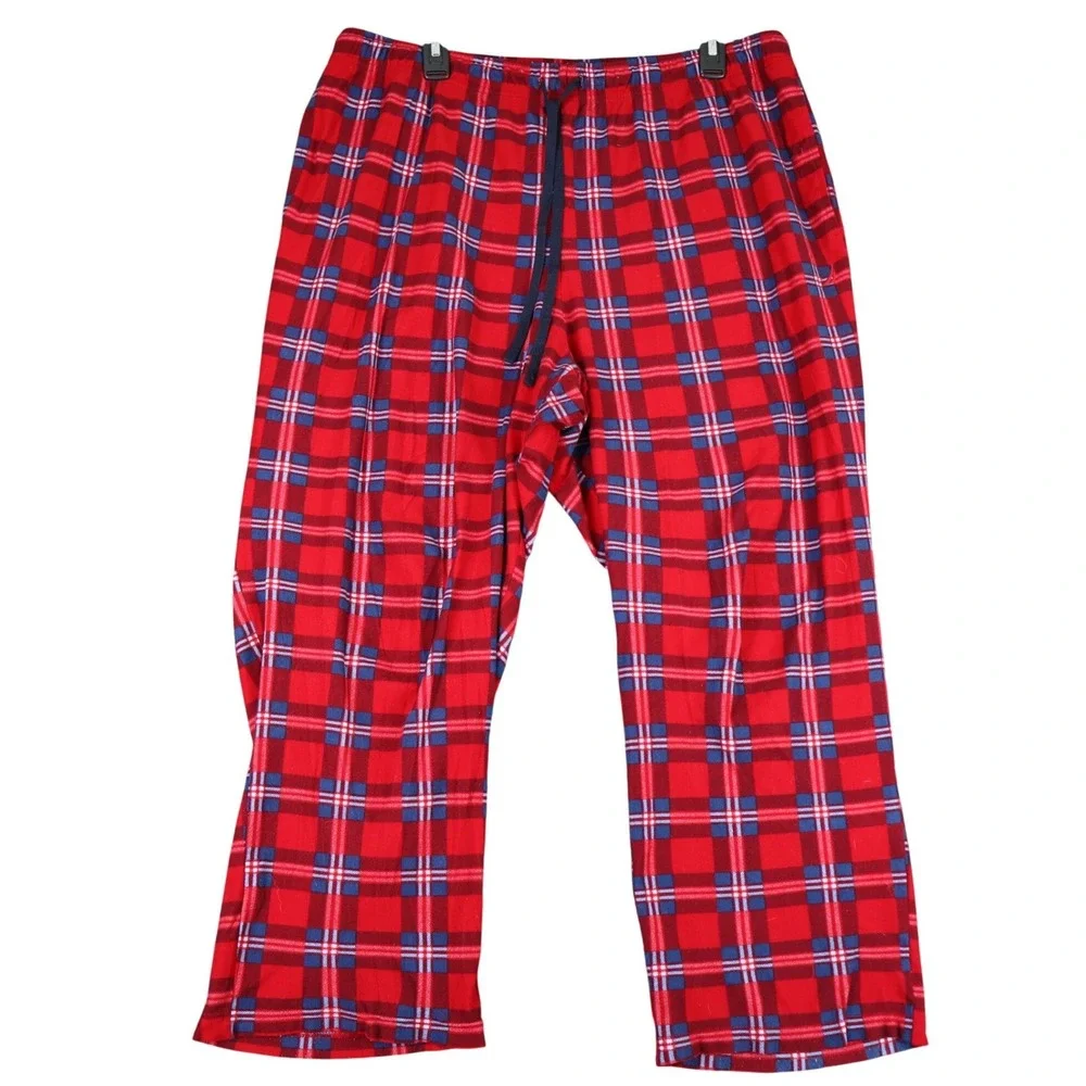 Nautica Pajama Pants Women XL Short Plaid Drawstring Fleece Loungewear Sleepwear